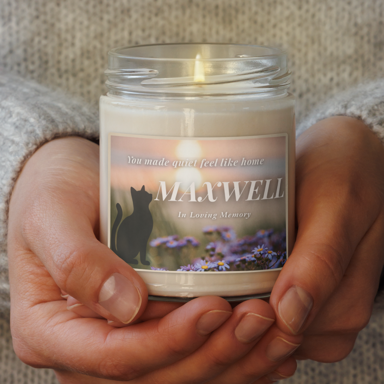 You Made Quiet Feel Like Home | Personalized Cat Memorial Candle  9oz - Ivory
